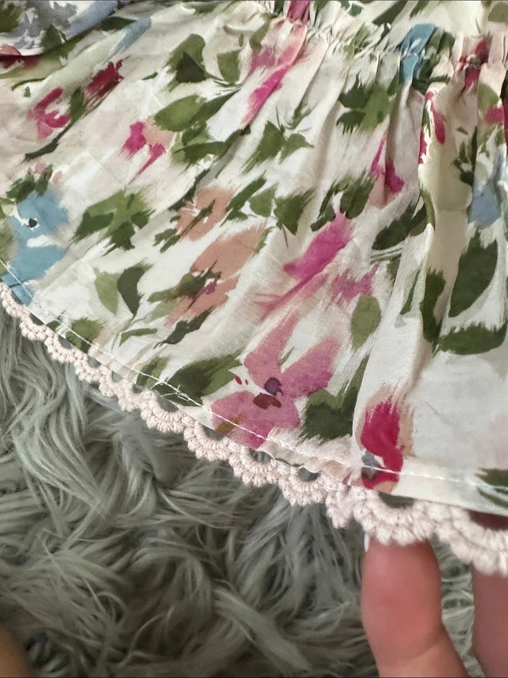 🌺🌺NEW FARM Rio for Anthropologie Beaded-Belt Mini Shirtdress Pink & Green Small - Picture 8 of 8